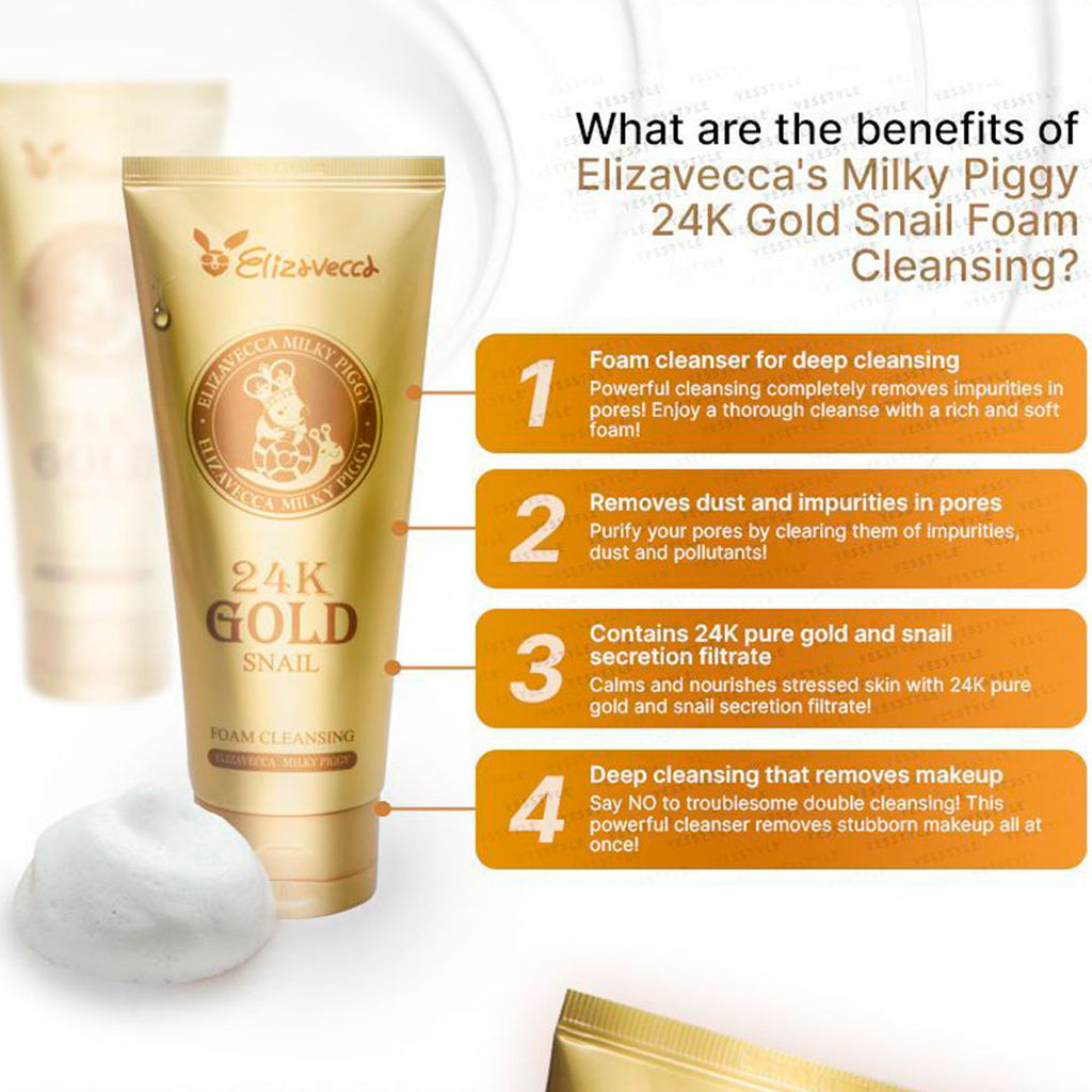 LIZAVECCA MILK PIGGY 24 GOLD SNAIL FOAM CLEANSING (180ml)