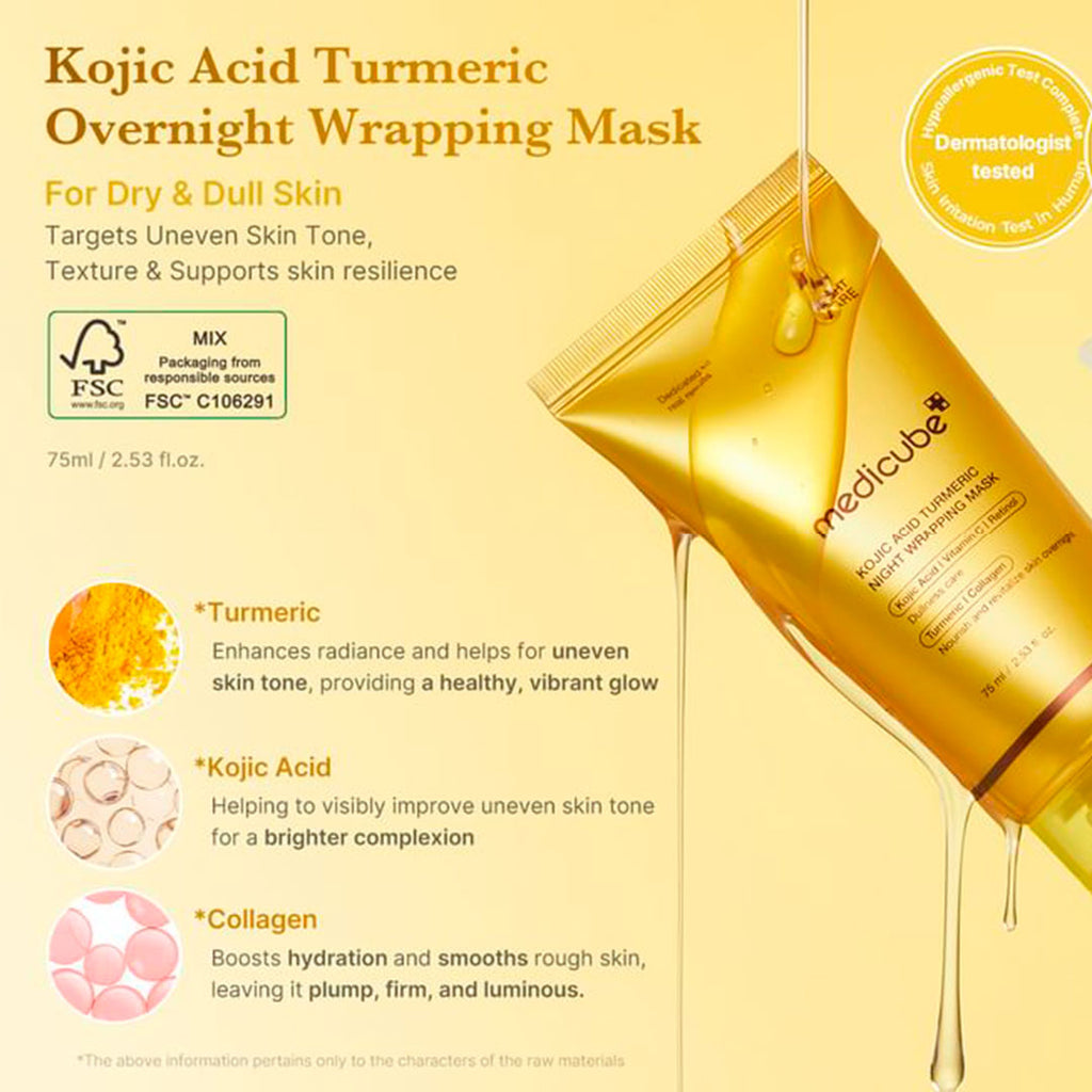 MEDICUBE KOJIC ACID TURMERIC NIGHT WRAPPING MASK ( 75ML)